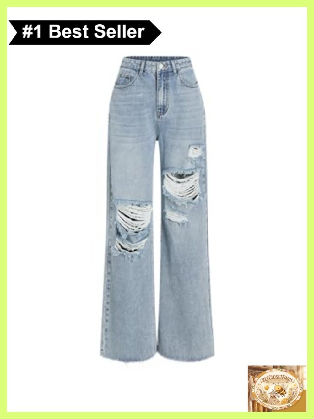 High Waisted Ripped Straight Leg Jeans Distressed Baggy Denim Pants
